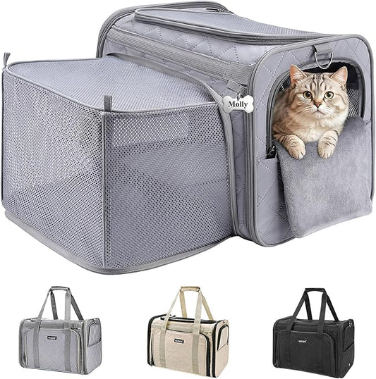 MIDOG Cat Carrier Soft for Small to Medium-Sized Cats,Up to 25 Lbs, TSA Airline Approved Soft Sided Pet Carrier,Collapsible Travel Cat Carry Bag(Grey)