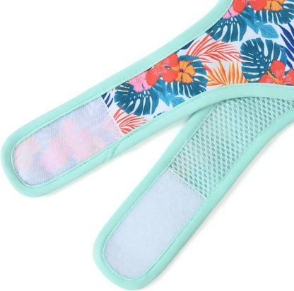 Mile High Life Dog Harness, Air Mesh Floral Vest Harness for 20 lbs Small Dogs & Cats, Easy Get on Adjustable Easy Closures Both Neck and Chest(Green Flower, S Chest 16"-18")