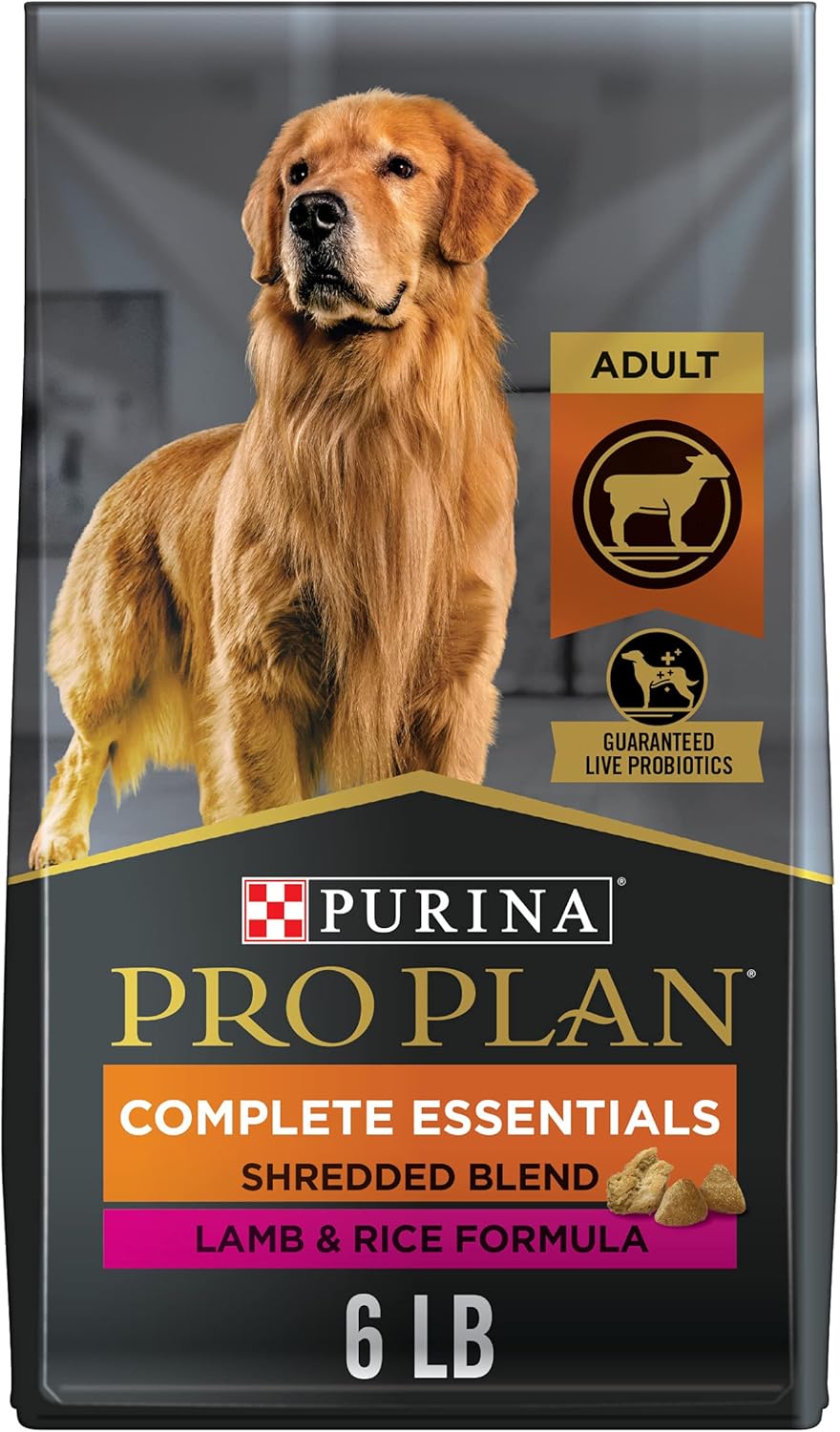 Purina Pro Plan High Protein Dog Food With Probiotics for Dogs, Shredded Blend Lamb & Rice Formula - 6 lb. Bag