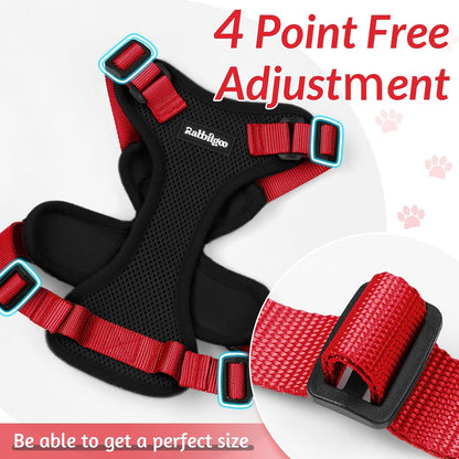 rabbitgoo Cat Harness and Leash for Walking, Escape Proof Soft Adjustable Vest Harnesses for Cats, Easy Control Breathable Reflective Strips Jacket, Black & Red, S