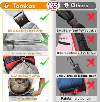 Tomkas Dog Sling Carrier for Small Dogs Puppy Carrier for Small Dogs (Grey, for Pets Weight 2-7 lbs)