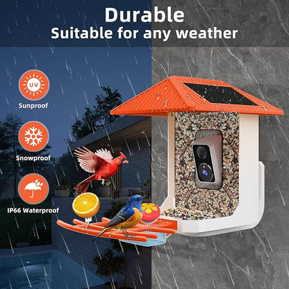 Kurain® Smart Bird Feeder with Camera, 2.4G/5G WiFi, 2.5K Video Birds Feeder with Solar Panel, AI Identify, Live View, Capture Bird Video, Instant Arrival Alerts, Ideal Gift forBirdlover