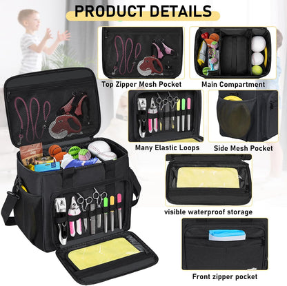 Pet Grooming Bag, GMAK Pet Grooming Tote Bags Supplies Organizer Case Dogs Cats Tools Organizer Tote for Pets Grooming Tools Kit, Clippers, Brush, Scissors or Other Pets Care Supplies, Black(Bag Only)