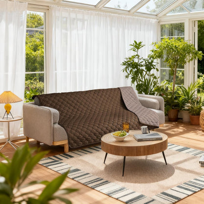 gogobunny 100% Double-Sided Waterproof Dog Bed Cover Pet Blanket Sofa Couch Furniture Protector for Puppy Large Dog Cat, Reversible (82x82 Inch (Pack of 1), Dark Chocolate/Light Chocolate)