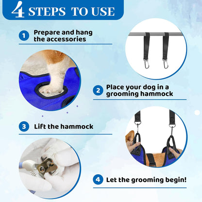 PatiencET Dog Grooming Hammock, Pet Grooming Hammock for Cats & Dogs, Dog Holder for Nail Trimming, Cat Sling for Nail Trimming with Nail Clippers/Trimmer, Nail File, Pet Comb(S)