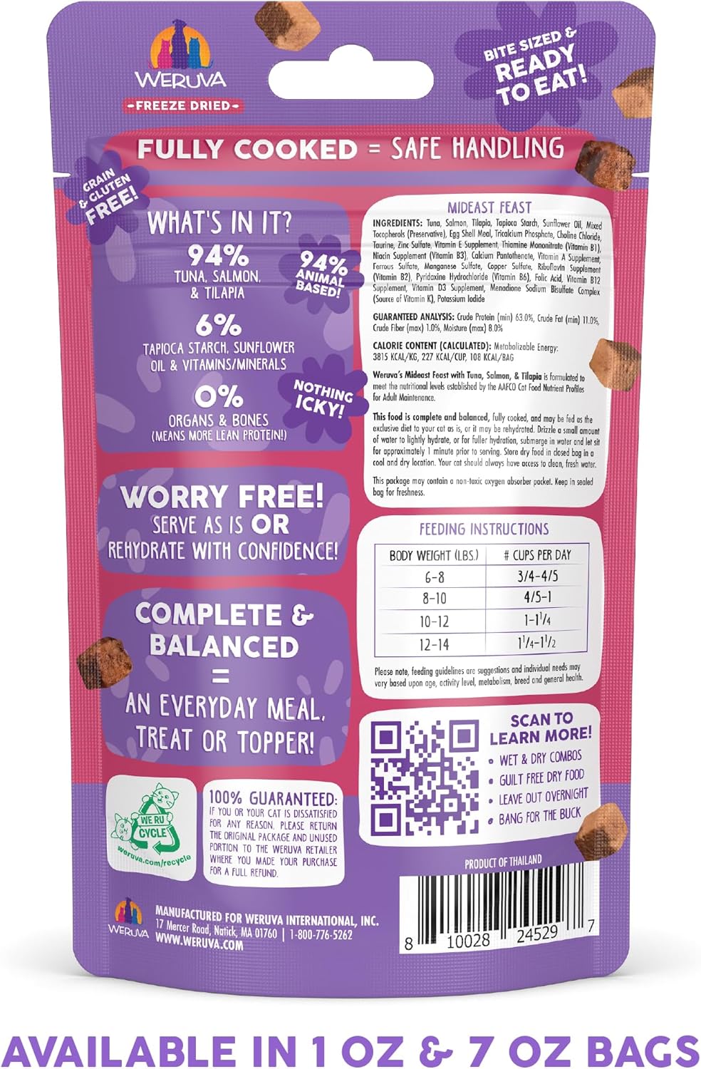 Weruva Cat Freeze Dried, Mideast Feast with Tilapia, 1oz Bag