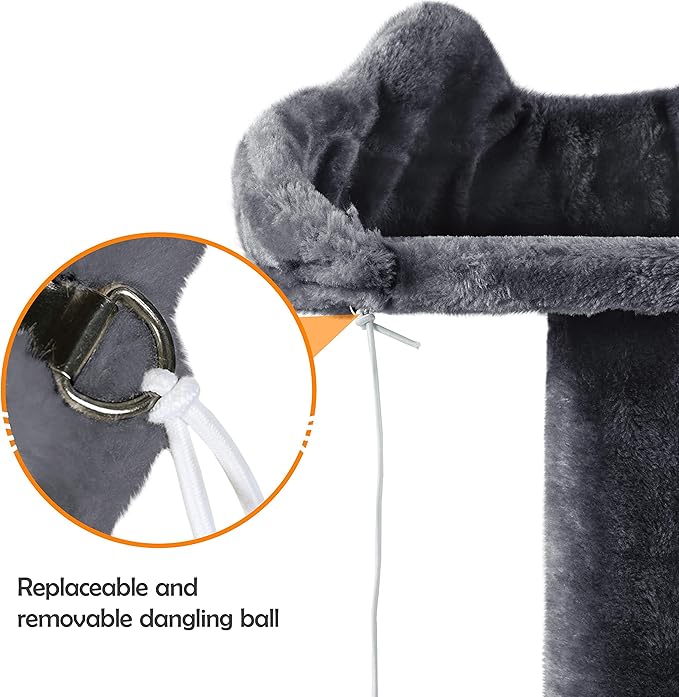 Yaheetech Cat Tree Tower, Multi-Level Large Plush Condo Cat Furniture with Sisal Scratching Posts and 2 Danglinge Balls Gray