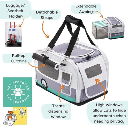 Premium Soft-Sided 2-in-1 Kittyrama Cat Carrier & Home Hideaway – Vet-Recommended Calming Den, Dual-Use Lounge & Travel Carrier with SBS Zippers, Airline-Approved Under-Seat Fit