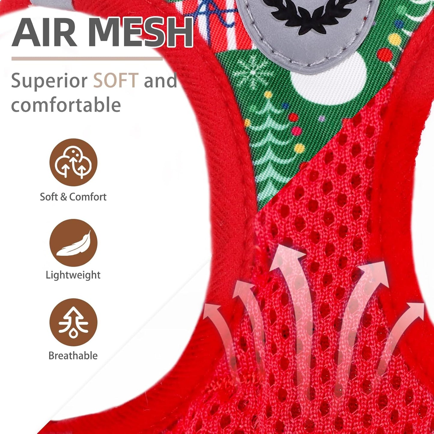 PUPTECK Adjustable Dog Harness Collar and Leash Set Step in No Pull Pet Harness for Small Medium Dogs Puppy and Cats Outdoor Walking Running, Christmas, XXS