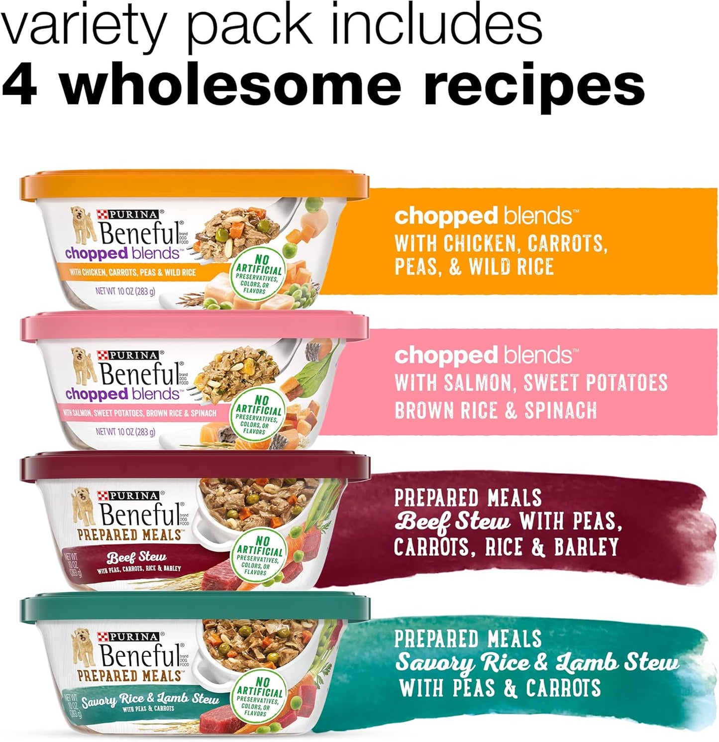 Purina Beneful Wet Dog Food Variety Pack, Prepared Meals & Chopped Blends - (16) 10 oz. Tubs