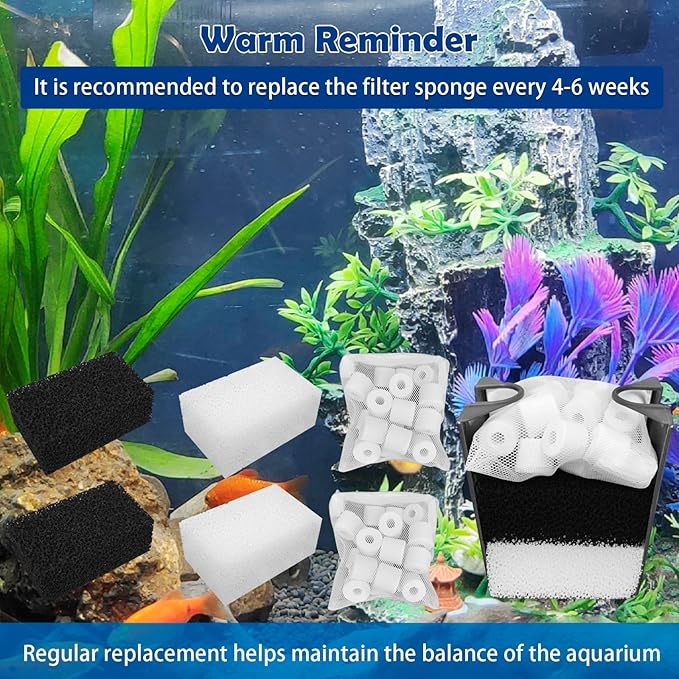 Aquarium Filter Media Replacement for AquaClear 30 Power Filter,Three-Stage Filtration Tank Filter Maintenance Kit,Fish Tank Filter for 10- to 30-Gallon Aquariums