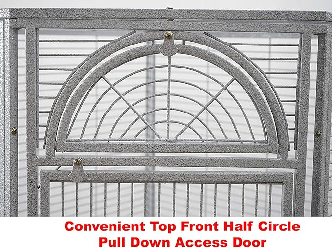 64" Extra Large Corner Flight Bird Parrot Cage for Cockatiel Parakeet Budgies Parrot with Around Metal Seed Skirts, Tight 1/2-Inch Bar Spacing (BlackVein)