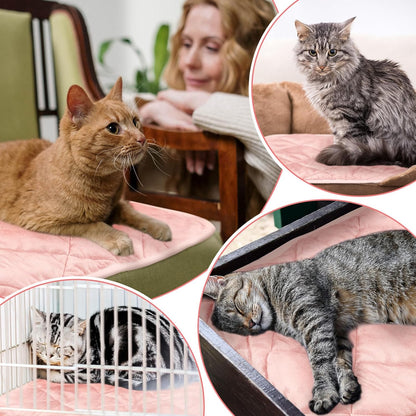 4 Pack Self Heating Cat Pad Self Warming Dog Mat Reflects Body Heat Extra Warm Thermal Pet Pad Washable Dog Cat Bed Crate Bed Mat Blanket (Pink,16 x 20 Inch)