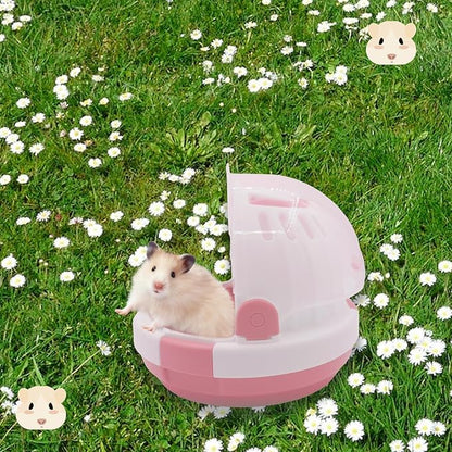 Hamster Carrier Cage Portable Cages Small Animals Carry Travel Case with Water Bottle Plastic Breathable Guinea Pig Outgoing Cage for Dwarf Hamster Ferret Chinchillas Hedgehog (Pink)