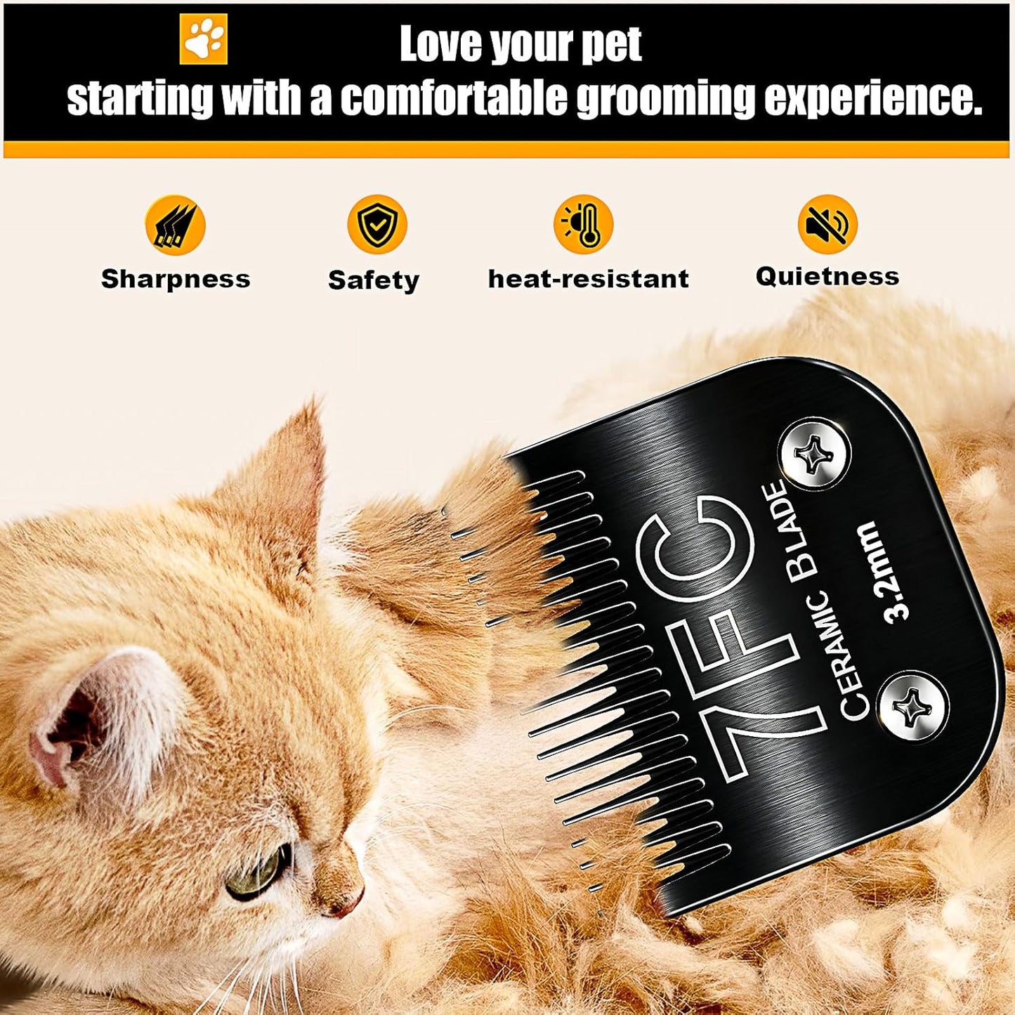 Dog Grooming Clipper Blades Replacement Compatible with Andis Dog Clippers,Most OsterA5, Wahl KM Series Pet Clippers (Black(7FC))