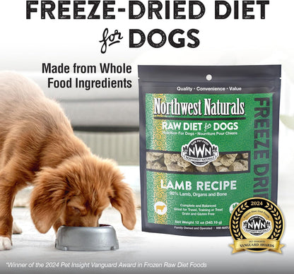 Northwest Naturals Freeze-Dried Lamb Dog Food - Bite-Sized Nuggets - Grain-Free, High-Protein, Raw Diet, Human-Grade, Limited Ingredients, All Natural, Nutrient-Dense, Healthy & Nutritious - 12 Oz