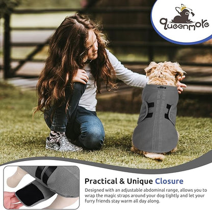 Queenmore XXS Dog Sweaters, Soft Fleece Vest Pullover Dog Jacket with Leash Hole, Warm Winter Dogs Clothes Cold Weather Doggy Dachshund Sweater for Small Dogs Cats Boy or Girl (Grey, XXS)