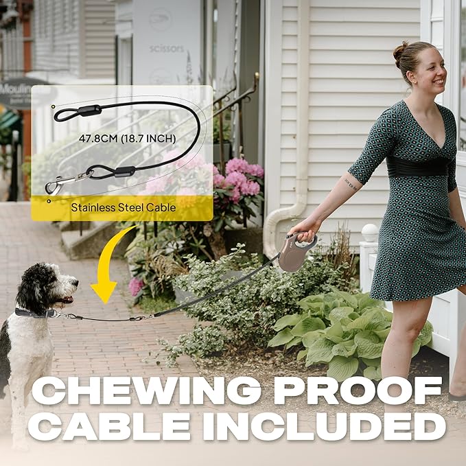 Fida Retractable Dog Leash, 16ft Heavy Duty Pet Walking Leash for X-Small/Small/Medium/Large Dog or Cat up to 110 lbs, Tangle Free. One-Hand Brake (Large, Coffee)