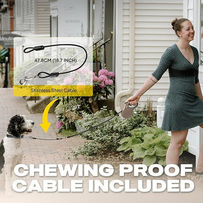 Fida Retractable Dog Leash, 16ft Heavy Duty Pet Walking Leash for X-Small/Small/Medium/Large Dog or Cat up to 110 lbs, Tangle Free. One-Hand Brake (Large, Coffee)