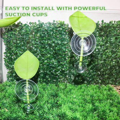 3 Pack Plastic Leaf Decorations with Suction Cups, Frog Habitat Platform, Reptile Decorations for Terrarium, Tank Terrarium Accessories for African Dwarf, Toad
