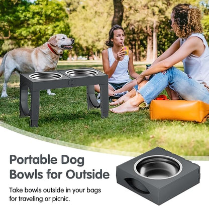 Elevated Dog Bowls Large Breed XIAZ Raised Dogs Bowl Stand Large/Medium Sized Dog 1L Food Water Bowl Stands 5 Heights Adjustable 9/11/12/16in Grey Pet Feeder Dish Station