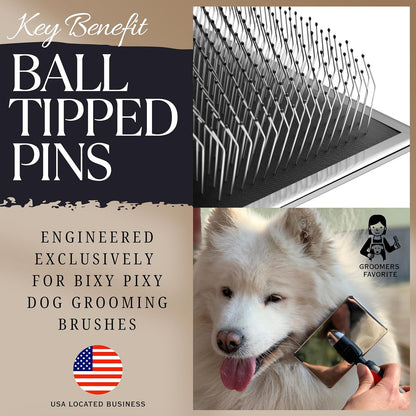 Dog Slicker Brush - Large - Protective Ball Tipped Pins Massages Pet Skin - Professional Groomer Dog Brush for Goldendoodle - Golden Retriever Brush (Large Size)