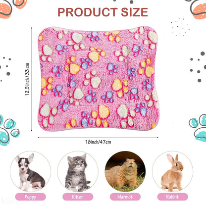 Tuanse 4 Pack Ultra Soft Dog Cat Bed Mat with Cute Prints Reversible Fleece Dog Crate Kennel Pad Cozy Washable Thickened Hamster Guinea Pig Pet Bed Mat for Small Animals(13 x 19 Inches,Vivid Color)