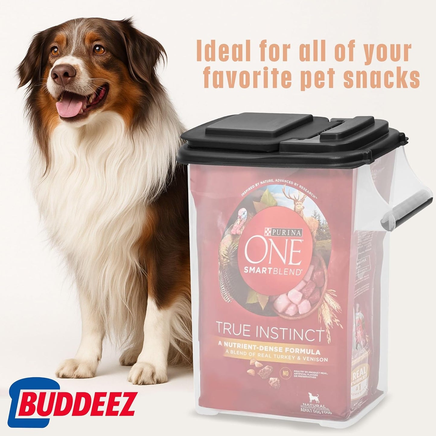 Buddeez Pet Food Storage Containers - Capacity Dog Food Storage Container, Cat Food Container, Bird Seed Storage Container, with Durable EZ Grip Handle, EZ Flip Lid & Scoop (2 Pack) 16 QT/16 LB