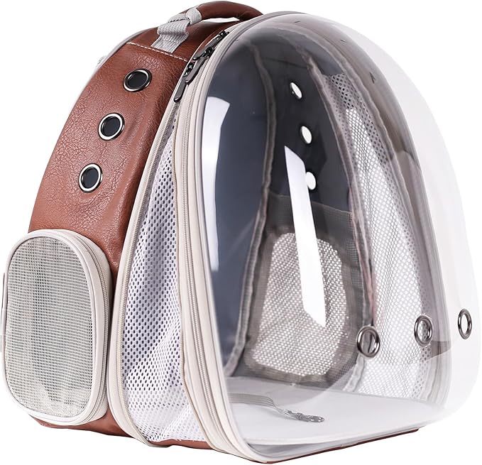 Front Extension Vented Pet Carrier Backpack for Large Cat up to 20 Pounds, Space Capsule Transparent Bubble Window Backpack for Large Cat Vet Visit Traveling and Hiking