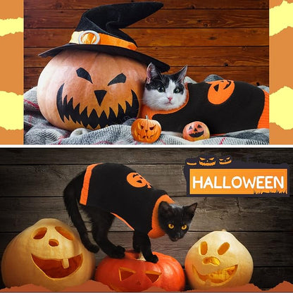 Sanwuta 3 Pieces Halloween Thanksgiving Christmas Dog Sweaters Sets Pumpkin Turkey Santa Puppy Dog Clothes Pet Knitwear for Dog Cat Pet Costume(Small)