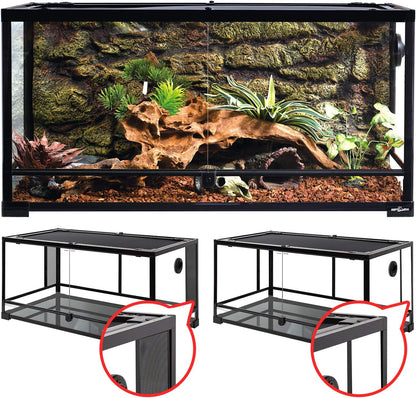 REPTI ZOO 50 Gallon Reptile Glass Tank Terrarium 2 in 1 Side Meshes and Side Glasses Double Hinge Door with Screen Ventilation Tempered Glass 36" x 18" x 17.75"