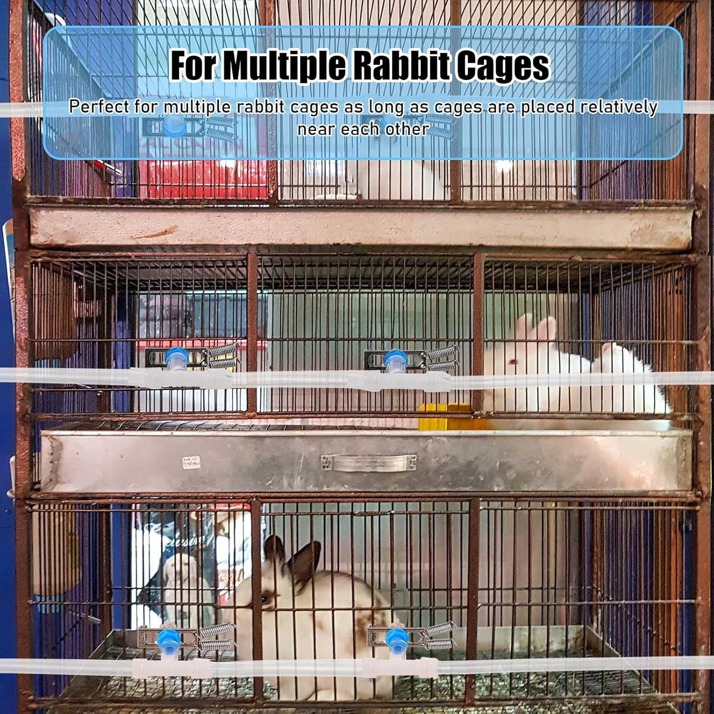Automatic Rabbit Watering System, Rabbit Waterer Kit System Gravity Fed Include 24 Sets of Nipple Drinkers and 46 Feet of ID 5/16" Hose