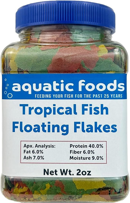 Aquatic Foods Inc. Premium Tropical Fish Flakes, Krill Flavor, 2oz Jar