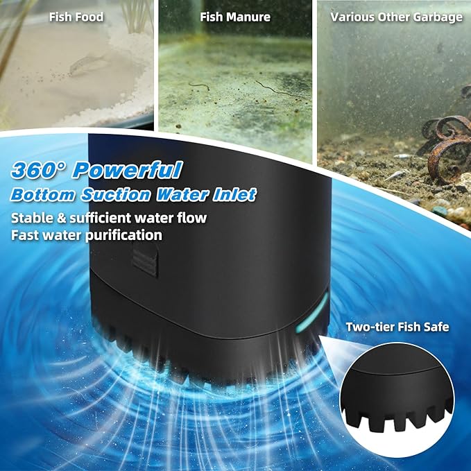 500GPH Aquarium Filter, UV Sterilizer for Aquarium for 75-200 Gallon, Submersible Pump Filter for Green Water Algae Clean, Ultra-Silent Green Killing Machine with Fish Tank & Turtle Tank Deodorization
