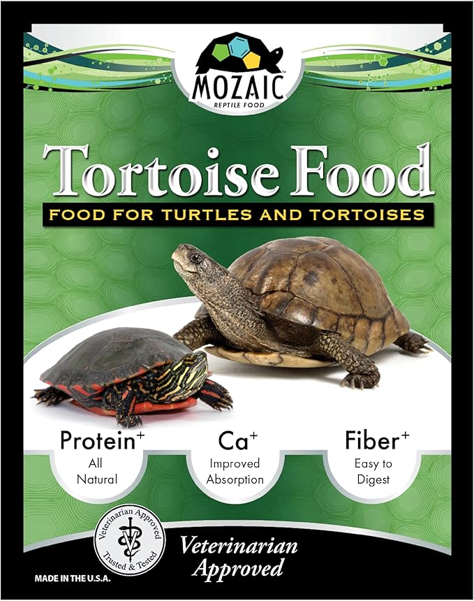 Mozaic Tortoise Food & Turtle Pellets Supplement - Complete Formulated Diet for Sulcata & Desert & Other Pet Tortoises, Essential Amino Acids & Nutrients, Economical Dry Pellet, 15 Ounce Bag