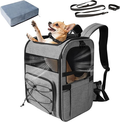 Dog Carrier Backpack for Small Dogs – Breathable and Comfortable Pet Travel Bag with, Safety Buckle and Adjustable Straps, Ideal for Hiking and Outdoor Adventures, Elevated Pad, Gray
