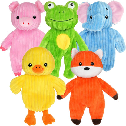 Prime Pets Dog Toys, 5 Pack, Plush Dog Squeaky Toys, No Stuffing Bodies, Crinkle Animals Pet Toy for Small Medium Large Dogs, Puppy Chew Toy to Keep Them Busy