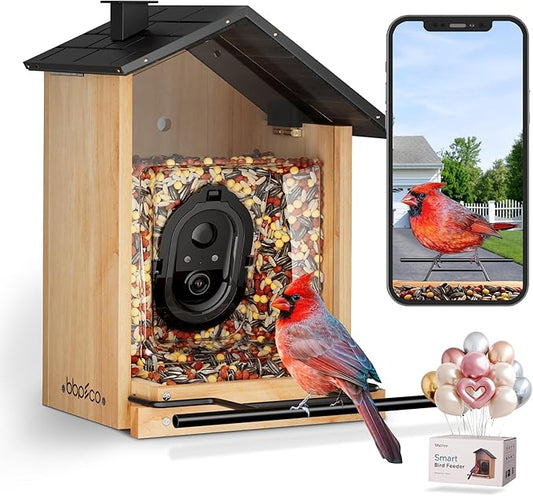 Bird Feeder with Camera, BBPECO Smart Bird House Cam with Instant Arrival Alerts, AI Identifies 10,000+ Species & Free Cloud Video, Suitable for Birdwatching (Powered by Birdty App)