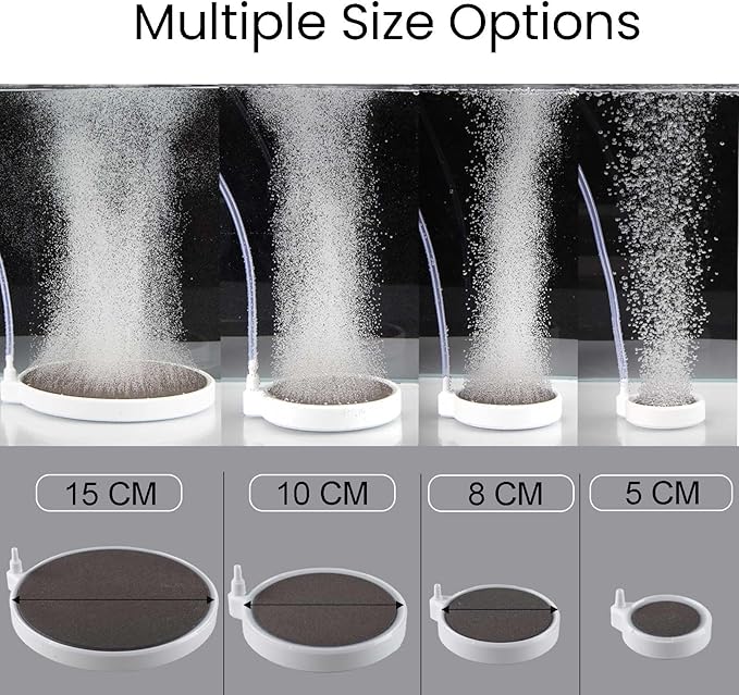 Fish Tank Bubbler, 3.2 Inch Aquarium Air Stone Kit, Nano Quiet Oxygen Diffuser for 20-70 Gallon Tanks, High Dissolved Oxygen, Dirt-Resistant Air Stone Bubbler with Tubing & Suction Cups