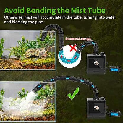 Reptile Fogger Humidifier for Glass Terrariums, Auto-Refill Misting System with Timer, Suitable for Reptiles/Amphibians/Grow Tents