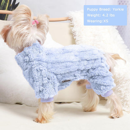 Dog Sweater for Small Dogs, XXS Dog Sweaters Turtleneck Doggie Pajamas Jumpsuits, Small Doggy Clothes Girl Boy, Cold Weather Puppy Onesie Outfits Yorkie Chihuahua Apparel,Light Blue,S
