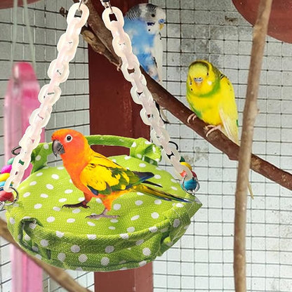 Bird Toy Climbing Hammock Nest Wooden Hanging Bird Bed for Cage Perch Stand Swing with Parrot Bell Toy for Parakeet Cockatiel Conure Cockatoo