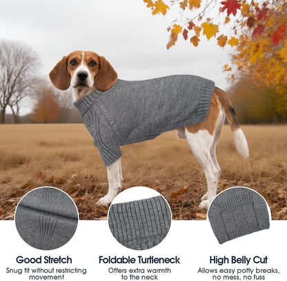 IECOii Great Dane Sweater,5XL Extra Large Sweater for Giant Breed Dogs in Winter,Turtleneck Cold Weather Knit Clothes,Machine Washable,Elastic Pullover for Saint Bernard,Mastiff (Light Grey,XXXXXL)