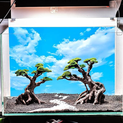 Novelsite Fish Tank Decorations - Large Bonsai Trees with Faux Moss- Aquarium Rocks Aquascaping- Made of Sandstone 17" x 8.6" x 5" Enhance Aquatic Landscape with Realistic Natural Look