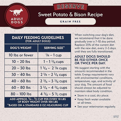 Natural Balance Limited Ingredient Adult Grain-Free Dry Dog Food, Reserve Sweet Potato & Bison Recipe, 12 Pound (Pack of 1)