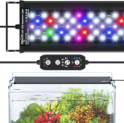 SEAOURA 24/7 Cycle LED Aquarium Plant Light-Full Spectrum Fish Tank Light, Auto On/Off, 24/7 Lighting Modes and DIY Mode, Adjustable Timer/Brightness, 18W for 18 Inch to 24 Inch Planted Tank