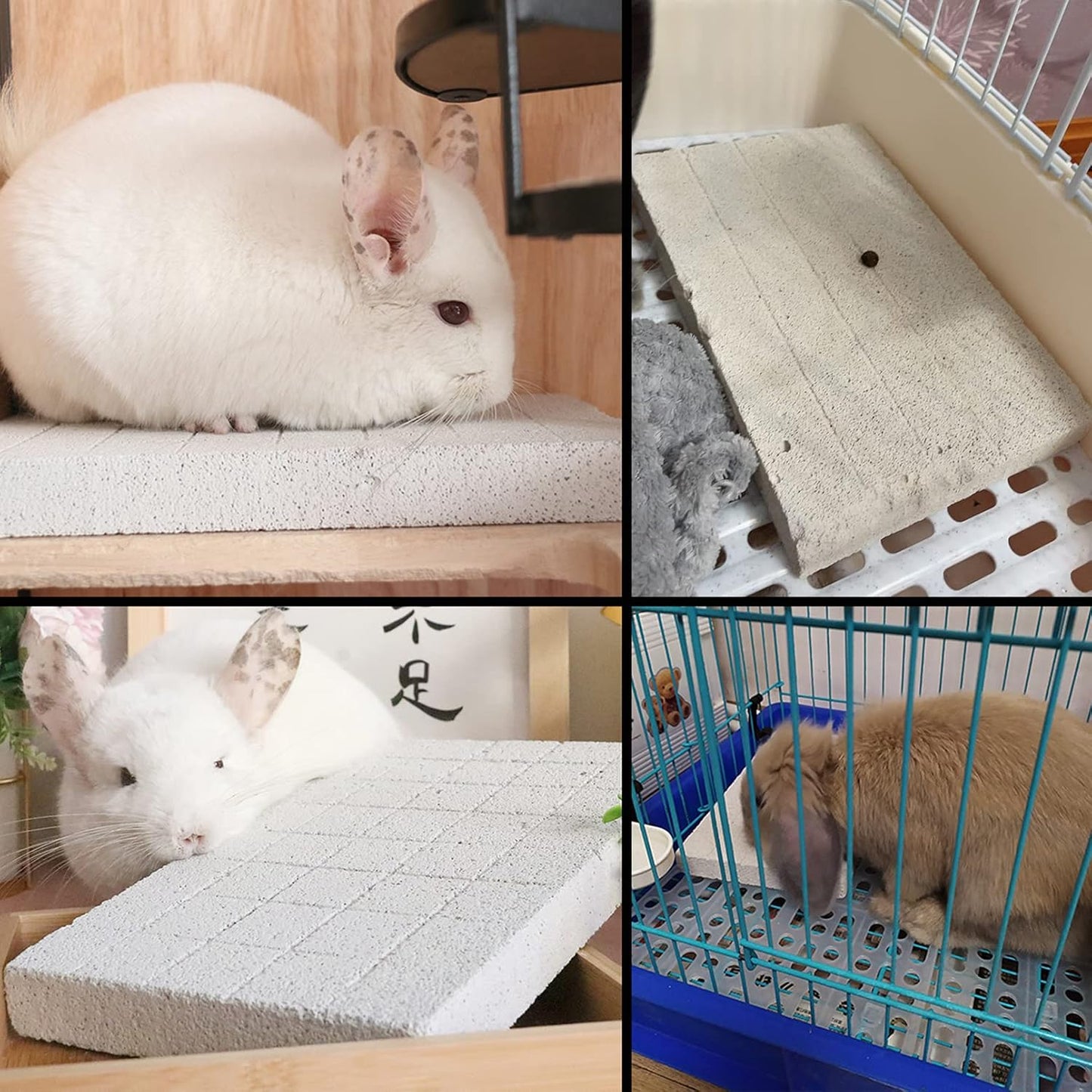 Hamiledyi Rabbit Scratch Foot Pads 2Pack Bunny Grinding Claw Pad Small Animals Lava Grinding Teeth Stone Hamster Chew Sweet Bamboo Treats Toy for Chinchilla Ferret Guinea Pig Rat Gerbil Hedgehog Grey