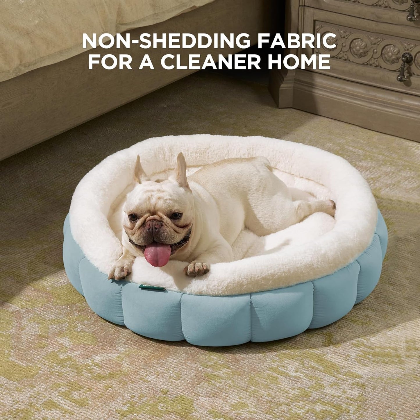 BALANCE Cat Beds for Indoor Cats, Washable Round Dog Bed, Donut Dog Bed with Anti-Slip Bottom for Small Dogs, 28 Inches, Dream Blue