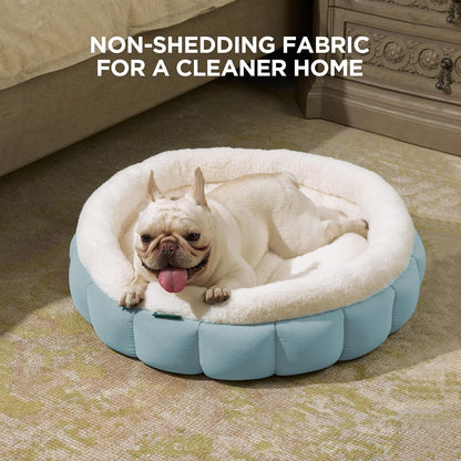 BALANCE Cat Beds for Indoor Cats, Washable Round Dog Bed, Donut Dog Bed with Anti-Slip Bottom for Small Dogs, 28 Inches, Dream Blue