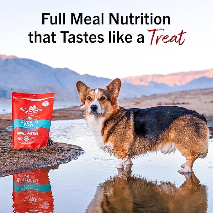 Stella & Chewy's Freeze-Dried Raw Dinner Patties - Surf 'N Turf Salmon & Beef Recipe - High Protein Grain-Free Puppy & Dog Food - Perfect For Picky Eaters - 25 oz